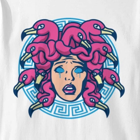 Flamingo Medusa Funny Meme Graphic Fan Gift Retro Style T-Shirt 90 - Picture 2 of 5